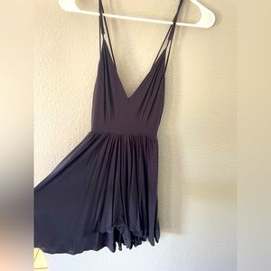 Gray romper, low back, spaghetti straps